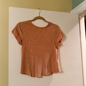 Free People Peach Short Sleeve Top